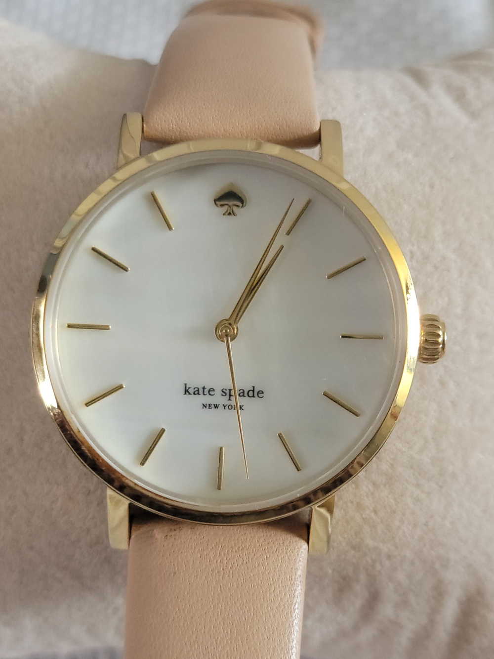 kate spade New York Women's Gold Case Pink Leather Strap Watch